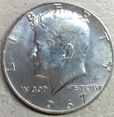 1967 Kennedy Half Dollar 40% Silver 60% Copper US Mint Coin 50