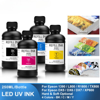 4×250ML UV Ink For Epson 1390 L800 L1800 L805 R1800 R1900 UV DTF Printer