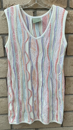 Vintage Coogi Sleeveless Sweater Dress Mini Multicolor Pastel Size L - 第 1/24 張圖片