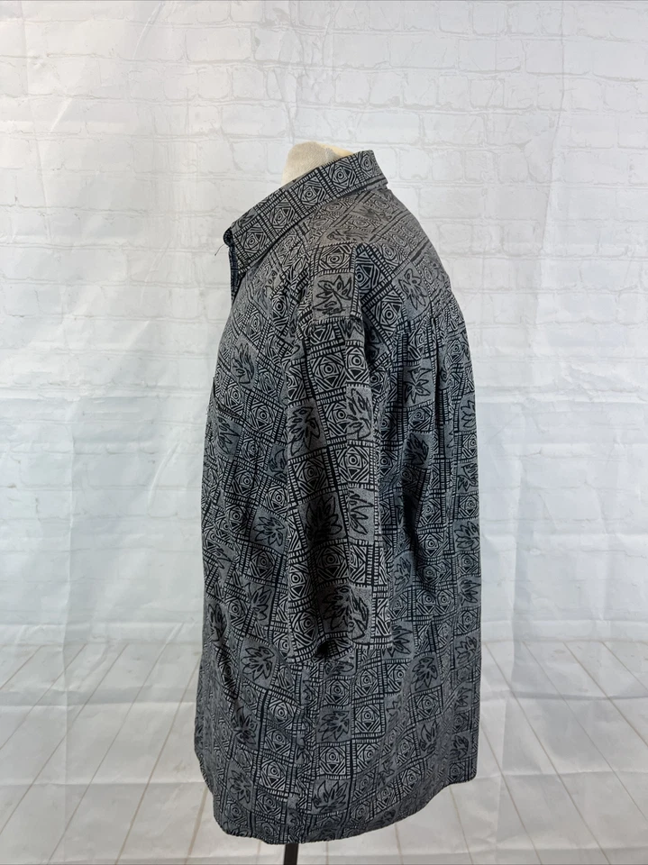 Camisa de vestir PRIMAVERA/VERANO Crossings para hombre gris y negro de algodón geométrico L $89 Foto 4 de 4