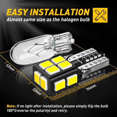 2 un. bombillas LED súper blancas T10 14-SMD 5050 192 168 194 W5W 2825 158 12V EE. UU. - Imagen 3 de 10