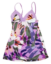 Linea Donatella Floral Print Adjustable Straps Chemise Women's Sleepwear Top NWT