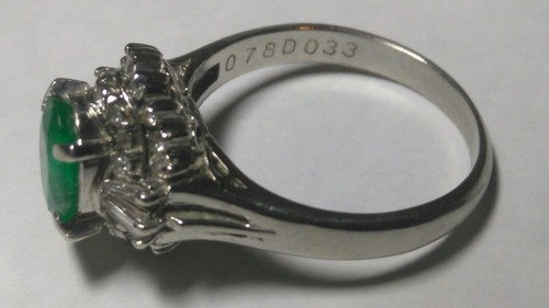 Solid platinum 1.11 carat natural emerald diamond ring 6.17 grams sz 6.25 READ! - Picture 11 of 12