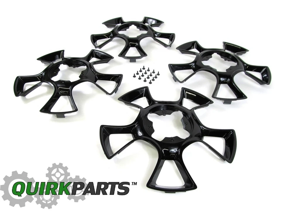 2012-2017 FIAT 500 SET OF 4 BLACK WHEEL INSERTS MOPAR GENUINE OEM NEW 82212494 - Image 4 of 4