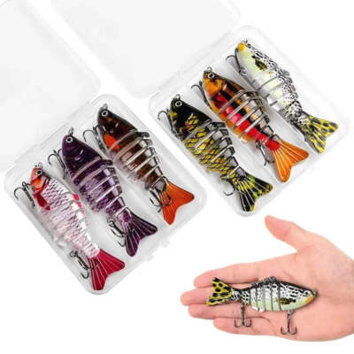 3PCS/Box Fishing Wobbler Lifelike 7 Segment Swimbait Crankbait Hard Bait Slow 10