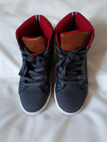 Tennis Shoes Navy Red Canvas Lace Up 