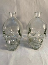 Skull Bottle Clear No Cork Glass Halloween Prop Decoration 5" tall New