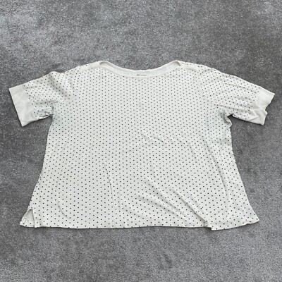 White Stag Basic Shirt Womens 3XL 22/24W White Polka Crew Neck Short Sleeve Top