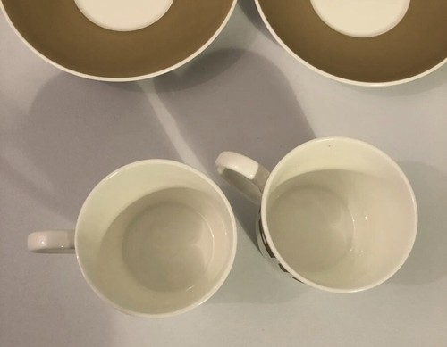 Wedgwood Susie Cooper ‘Keystone’ Design Cup and Saucer Old Gold x 2 Bundle - Picture 8 of 15