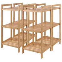 4Er-Set Bambus-Standregal Mit 3 Ablagen, 30 X 30 X 70 Cm, Bambus
