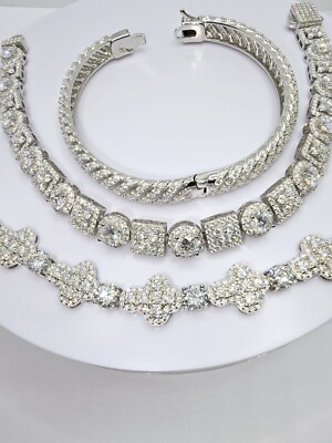 STERLINGSILBER WEISSGOLD OVERLAY HIP HOP KUBANISCHES GLIEDERARMBAND MIAMI ARMREIF