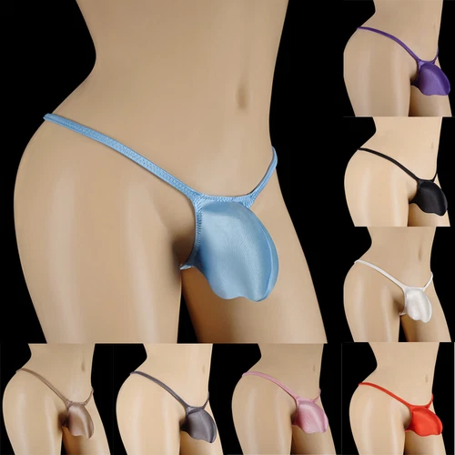 Men Sexy Oil Glossy Tanga Underwear Low Waist G-String Thongs Briefs Lingerie - Picture 4 of 41