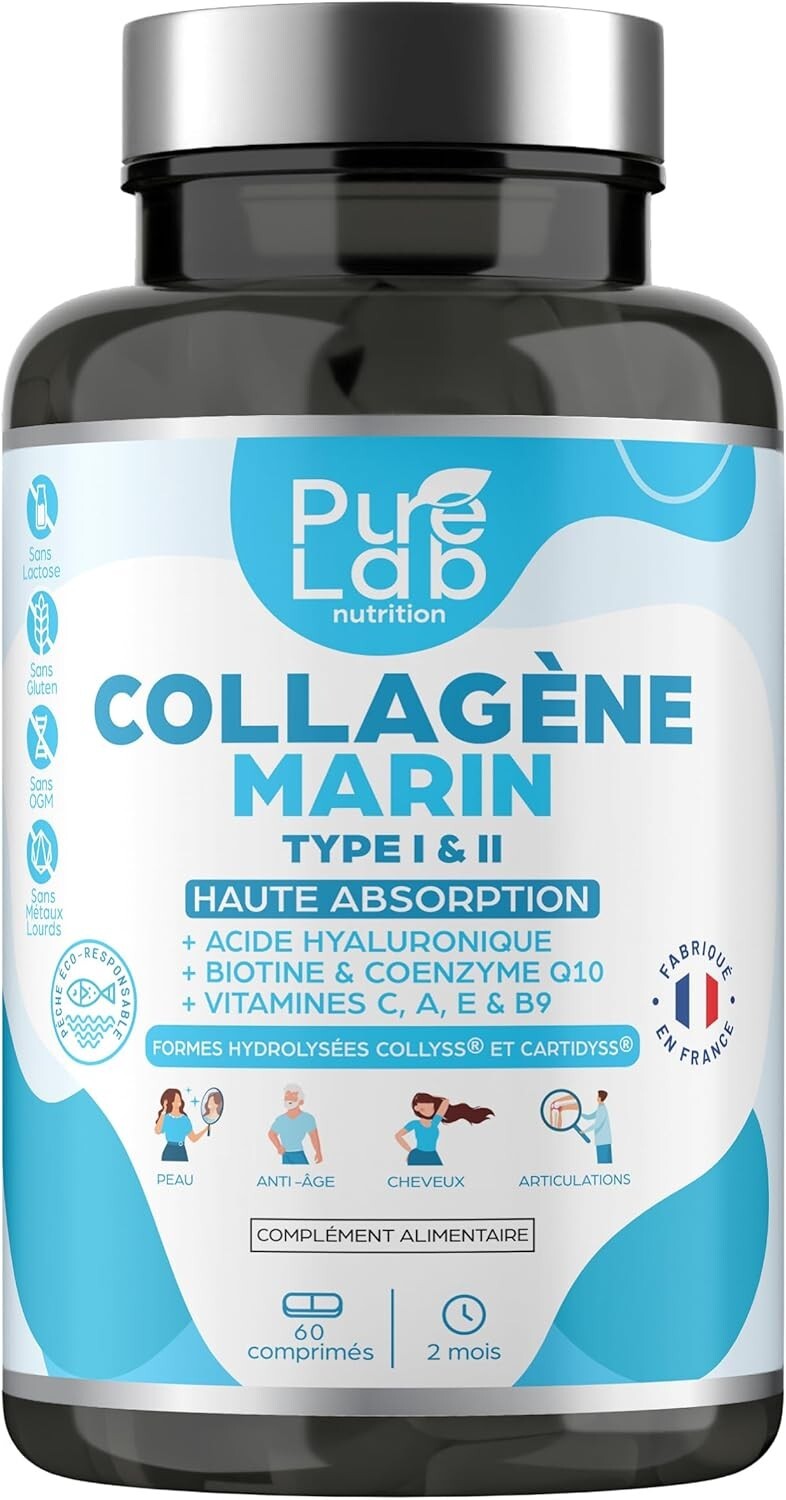 Collagène Marin Pur et Acide Hyaluronique Complément Premium Haute Assimilation