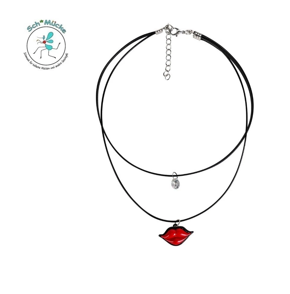 Halskette Lippen Kuss Liebe Love Erotik Retro Amulett Glücksbringer Geschenkidee - Bild 2 von 2