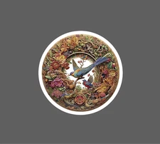 Bird Nesting Sticker Ornate Colorful Nature