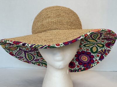 Vera Bradley “Viva La Vera” Quilted Floral Pattern Straw Sun Beac Hat - One Size Vera Bradley Straw Hats for Women for sale | eBay main image 4