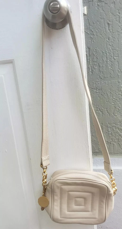 VTG Jay Herbert Beige Leather Square Camera Chain Shoulder Bag RARE * - Image 4 of 4