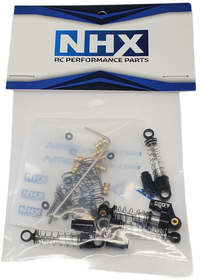 Juego de mini/micro amortiguador/amortiguador de aluminio NHX RC negro: axial SCX24 delantero/trasero Foto 3 de 3