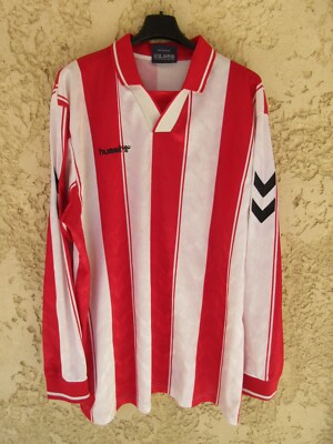 Maillot Vintage Hummel à Rayures Blanc Et Rouge - Taille XL - Manches Longues