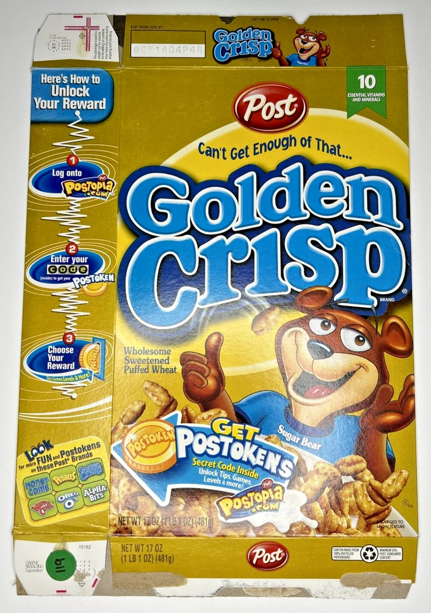 2004 Empty Post Golden Crisp 17OZ Cereal Box SKU U198/119 | eBay