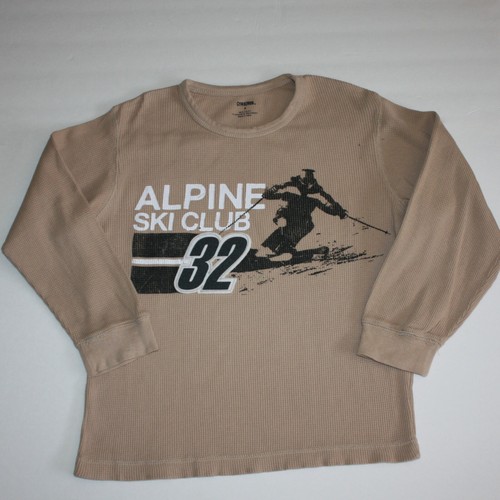 Gymboree Ski Cabin Boy's Beige Alpine Ski Club Thermal Tee Top Shirt size 6