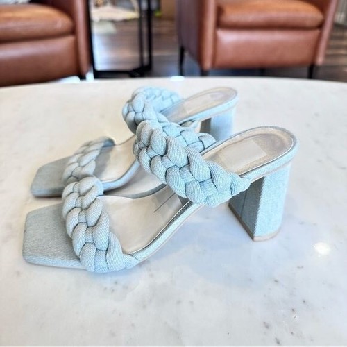 Dolce Vita Pailey Braided Light Blue Denim Block Heeled Sandal Women's Size 6 - Picture 4 of 10