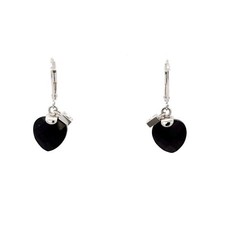 ELLE Sterling Silver Jewelry Collection Heart Shaped Black Agate  Earrings