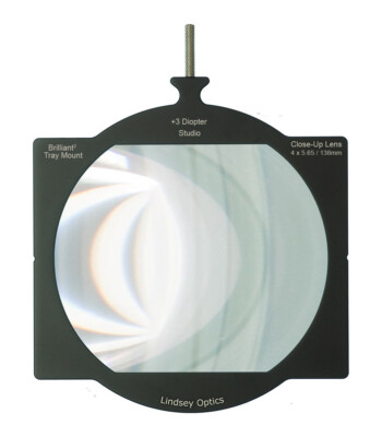 New Lindsey Optics 4x5.65'' Diopter +3 Brilliant Tray Mount Studio Close-Up Lens 