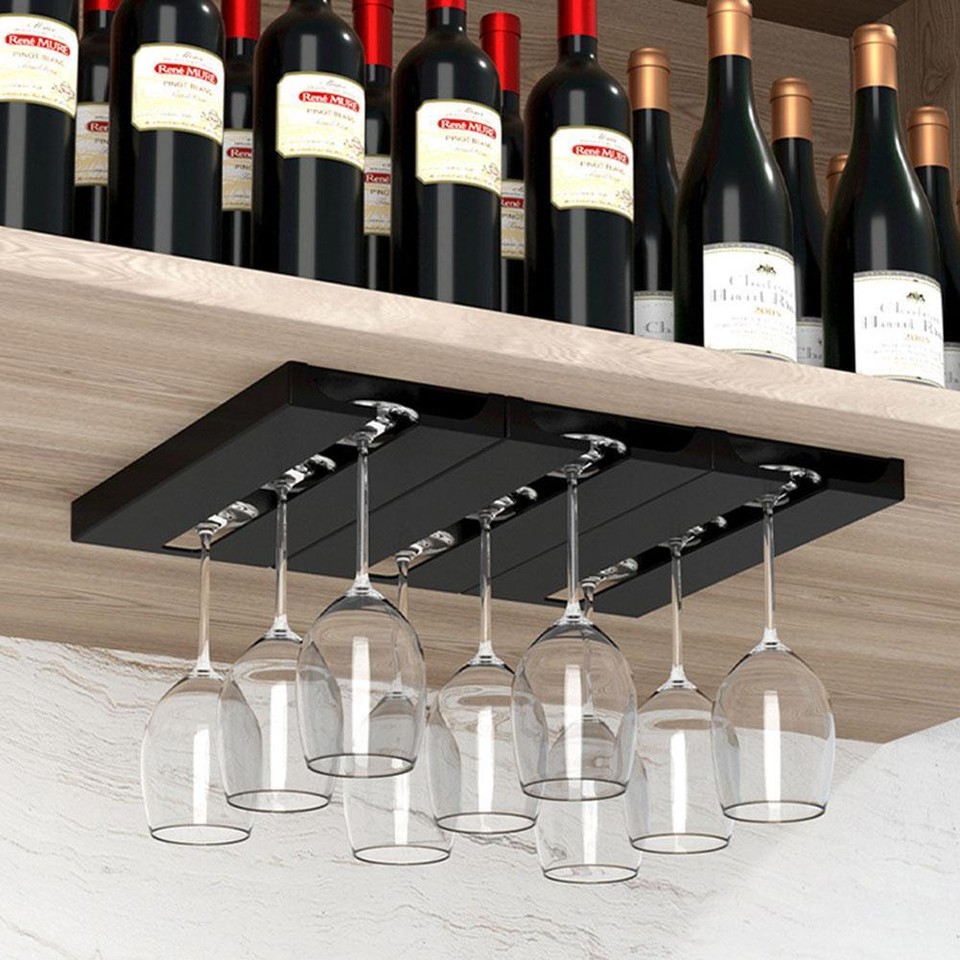 Under Stemware Holder Hanging Glasses Storage Hanger Wine Glass