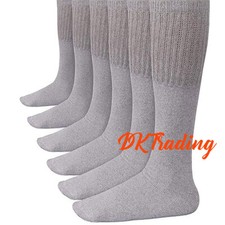 4-12 Pairs Men's Gray Tube Socks Over The Calf Sport Cotton Socks Big Tall 25"