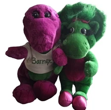 Vintage The Lyons Group Barney & Baby Bop 1992 ~ 12" Tall Plush