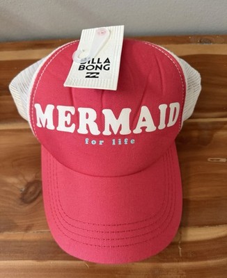Billabong Pink  Mermaid For Life  Trucker SnapBack Hat NEW
