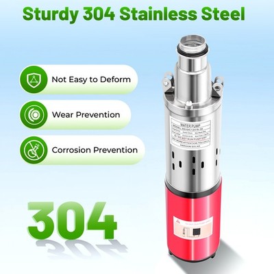 DC 12V Solar Submersible Pump Deep Well Water DC Pump Stainless Steel 1500L/H