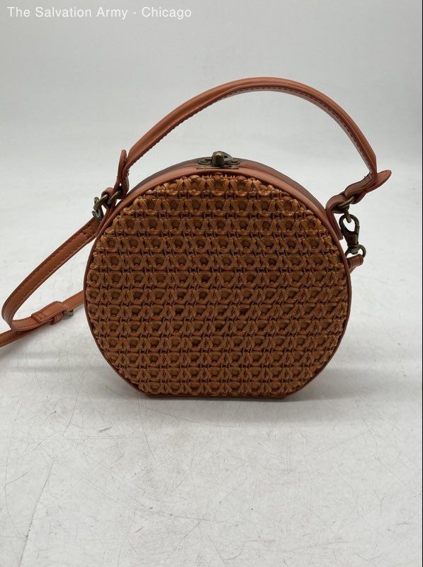Anthropologie Womens Brown Adjustable Strap Round Classic Crossbody Bag