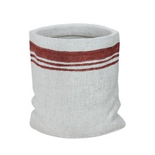 Allstate 8" Faux Burlap Sack with Red Stripes Christmas Potted Plant Holder