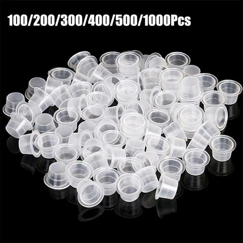 100,200,300,400,500,1000 Pcs Plastic Tattoo Ink Pigment Cups with Holder Caps - product listing photo