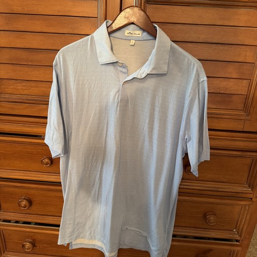 Peter Millar Summer Comfort Golf Polo Size L Light Blue