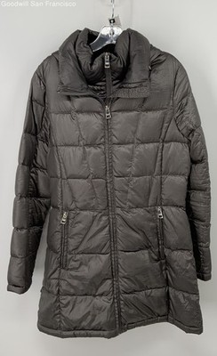 Andrew Marc Women Gray Duck Down Fill Long Sleeve Quilted Puffer Jacket Size M