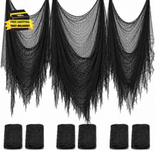 6 Pack Black Halloween Creepy Cloth, 30 X 72 Inch -                