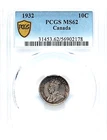 1932 Ten Cents PCGS MS-62 ** Beautiful Choice BU King George V Dime