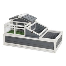 Indoor/Outdoor Wooden3-Room Tortoise House Habitat with Turf Balcony  2 Stories