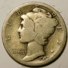 1917 D Mercury Dime G - VG   "Actual Coin Pictured - Not Cleaned"