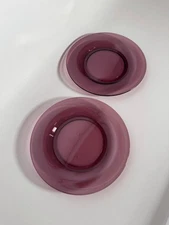 Vintage Purple/Amethyst Glass Plates 8″ — Set of 2 Possibly Duralex 