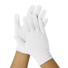12 Pairs White Cotton Gloves 7.5" Medium Size,CST, film, coins, M,