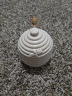 Vintage Jeanette Shell Pink Milk Glass Honey Pot With Lid And Wooden Dipper