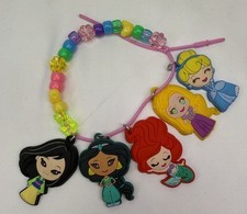 Disney Princesses 5 Silicone Charms Necklace Mulan Ariel Cinderella Aurora Jas