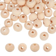200pcs 8mm Beige Natural Wood Beads with 2.5-3mm Hole Round Wooden Spacer Ball