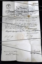 sehr dekoratives altes Landwehr Patent 1856 Bayern Siegel
