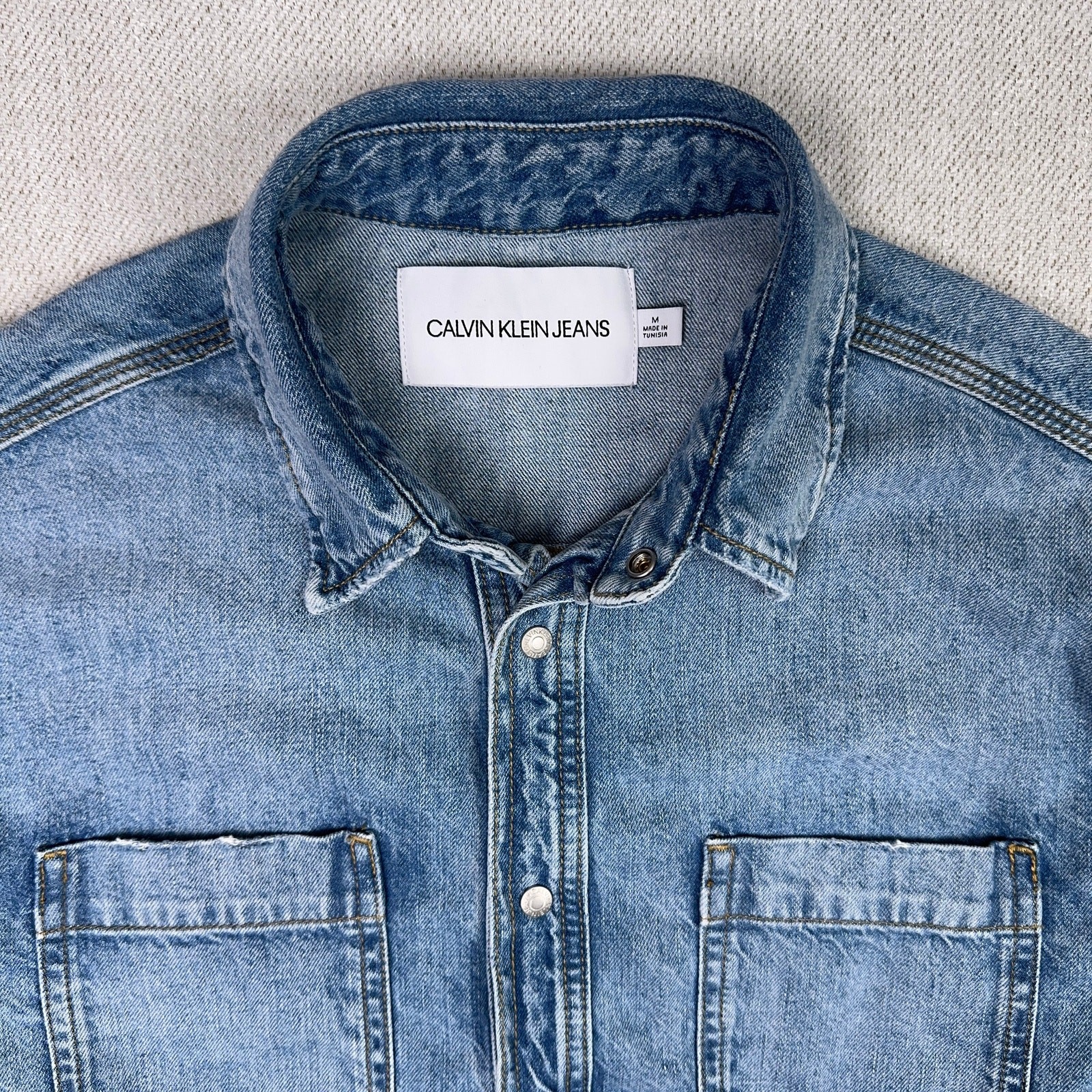 Calvin Klein Jeans Patchwork Snap Denim Shirt Jac… - image 3
