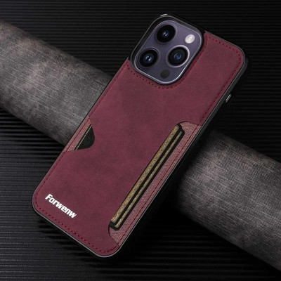 Retro Kartenetui Handyhülle für iPhone 16 15 14 13 12 Pro Max Mini